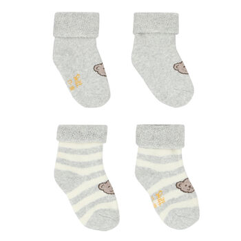 Baby Boys Grey & Ivory Teddy Socks ( 2-Pack )Ã‚Â 