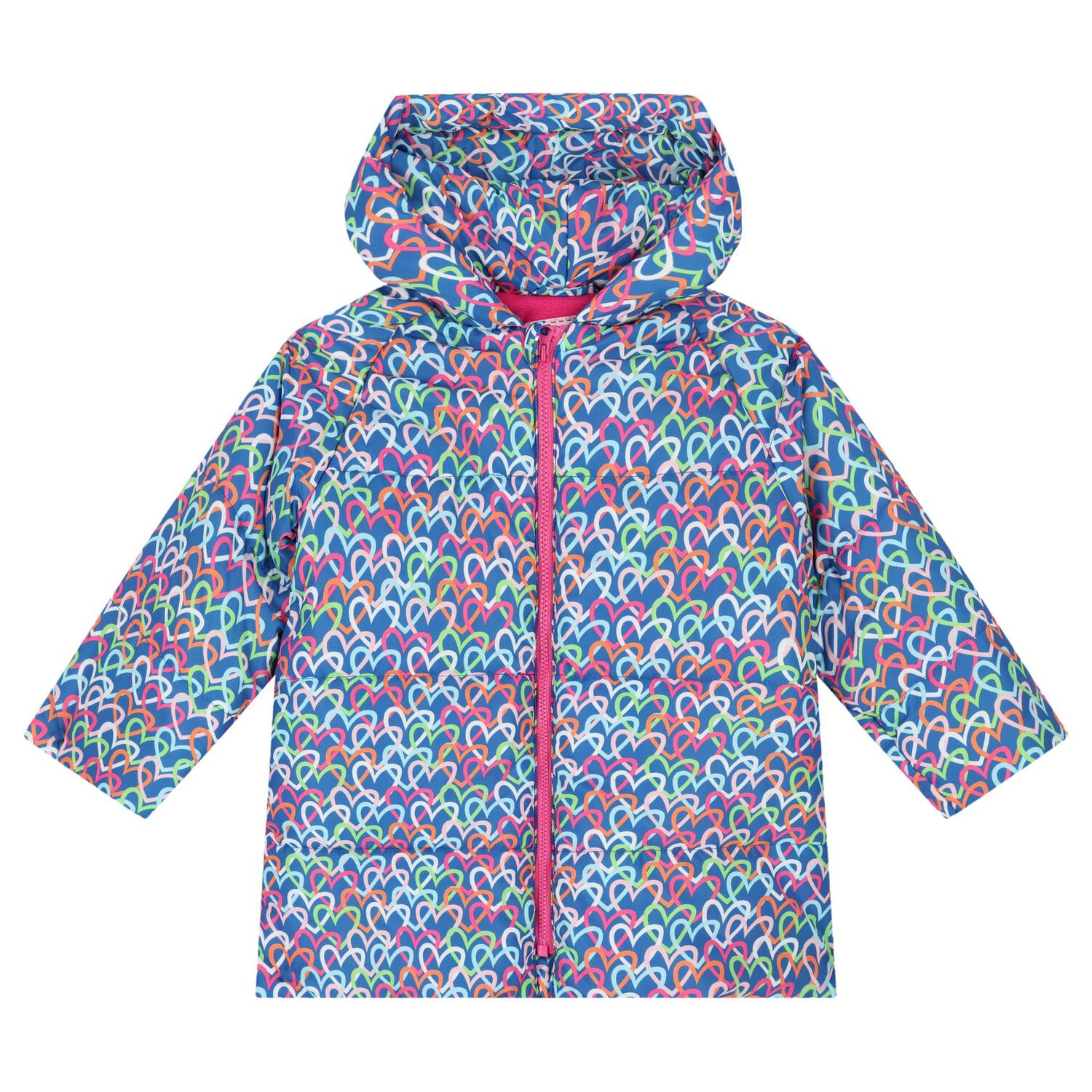 Girls Blue Heart Puffer Jacket, 1, hi-res image number null