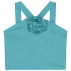 Girls Blue Flower Shorts Set, 1, hi-res