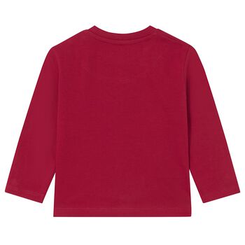 Younger Boys Red Logo Long Sleeve Top