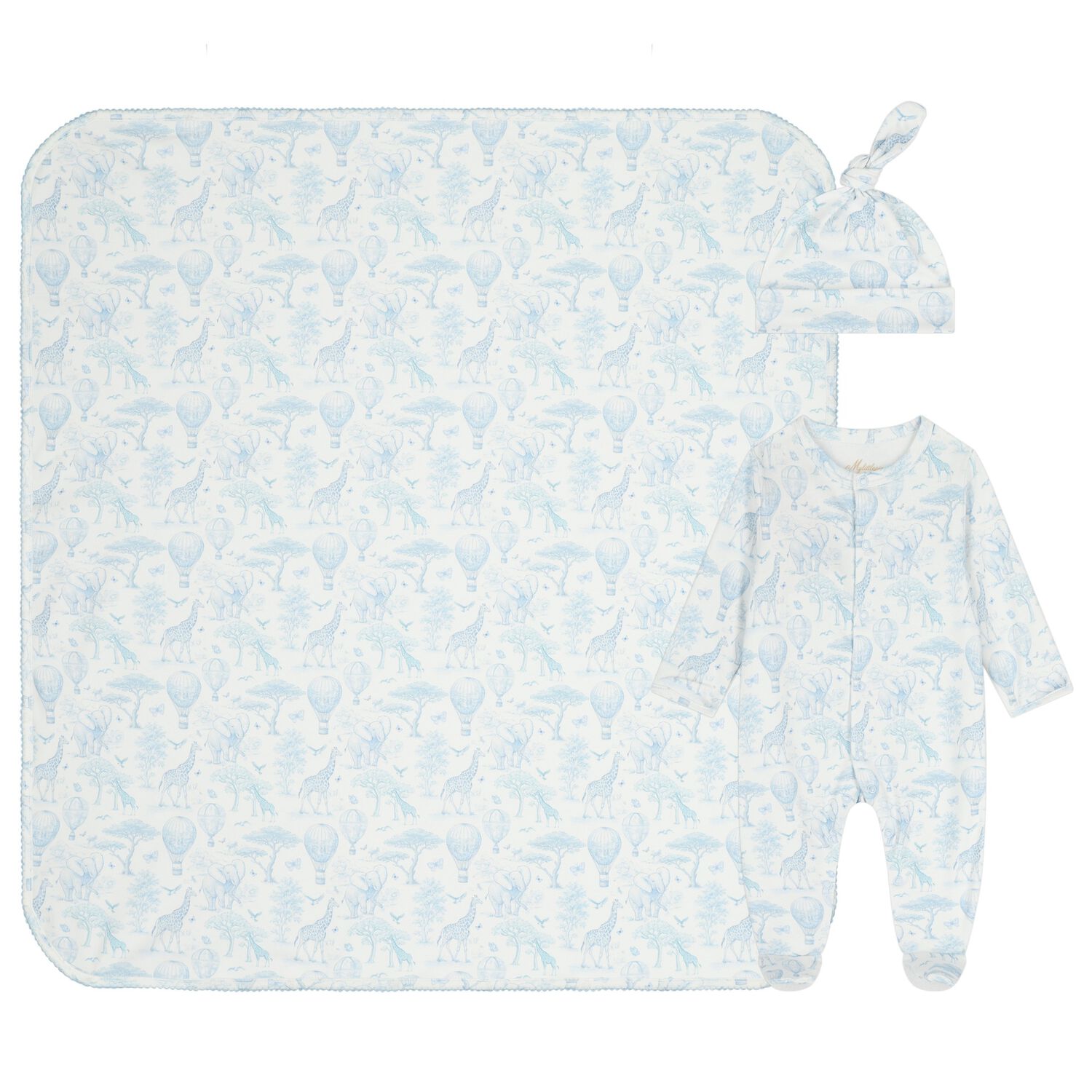 Baby Boys White & Blue Africa Babygrow Gift Set, 1, hi-res
