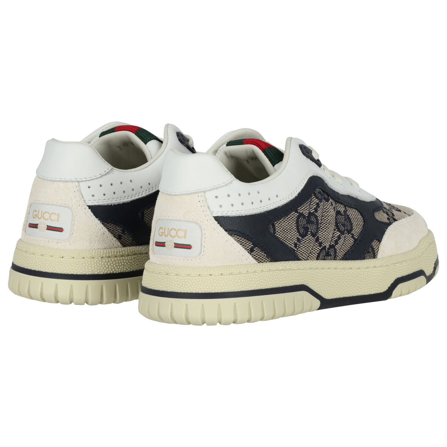White & Beige GG Supreme Trainers, 1, hi-res