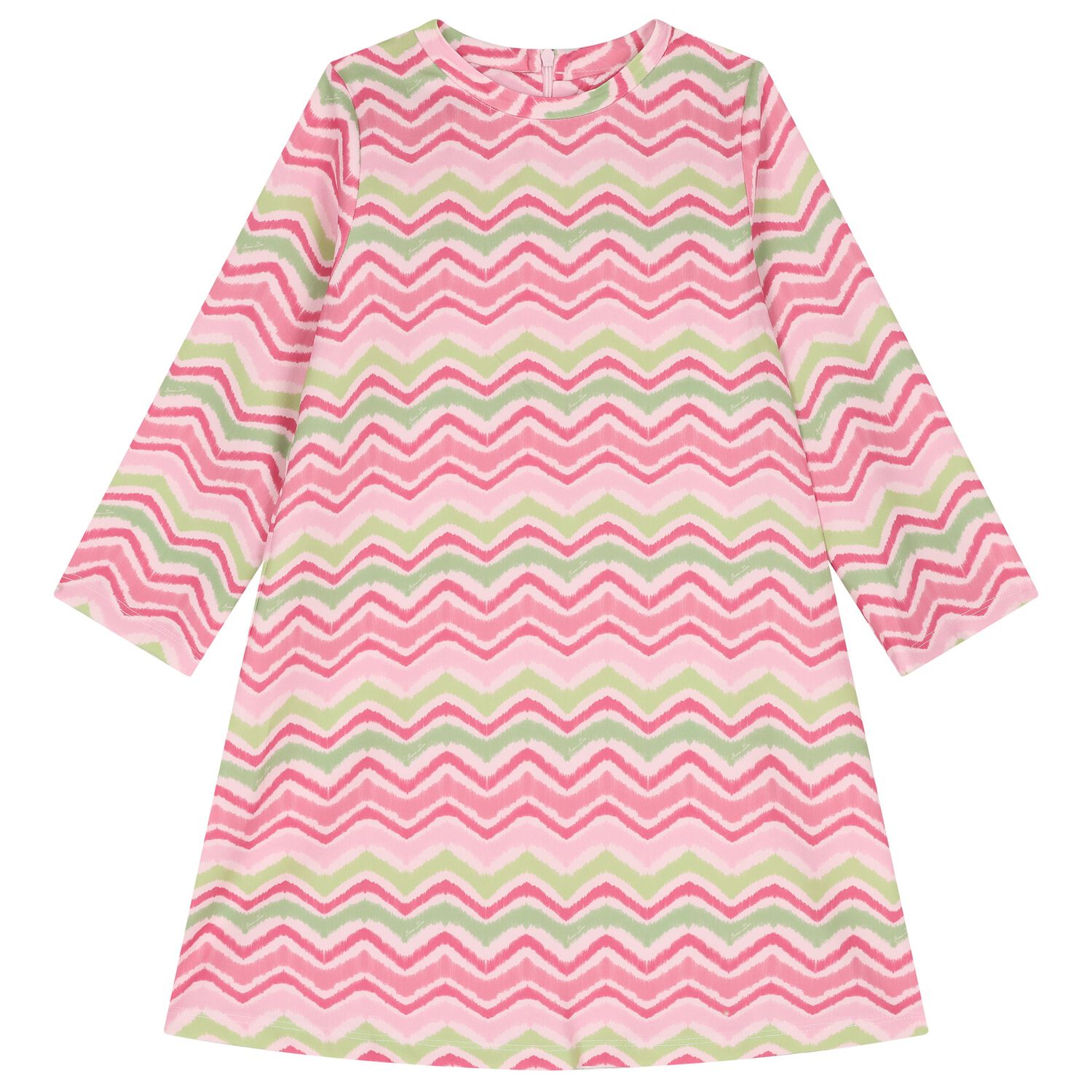 Girls Pink & Green Zigzag Dress, 1, hi-res