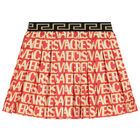 Girls Pink Logo Pleated Skirt, 1, hi-res