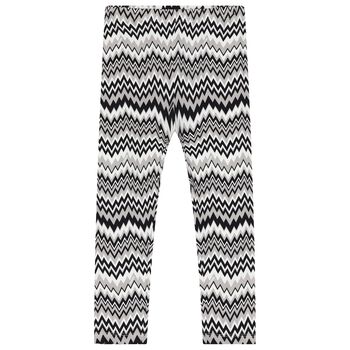 Girls Black & White Zigzag Leggings