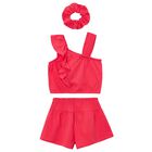 طقم شورت باللون الأحمر للبنات, 2, hi-res
