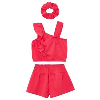 Girls Red Shorts Set