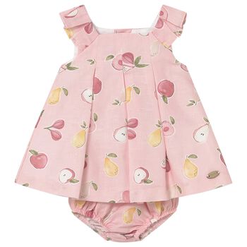 Baby Girls Pink Fruits Dress Set