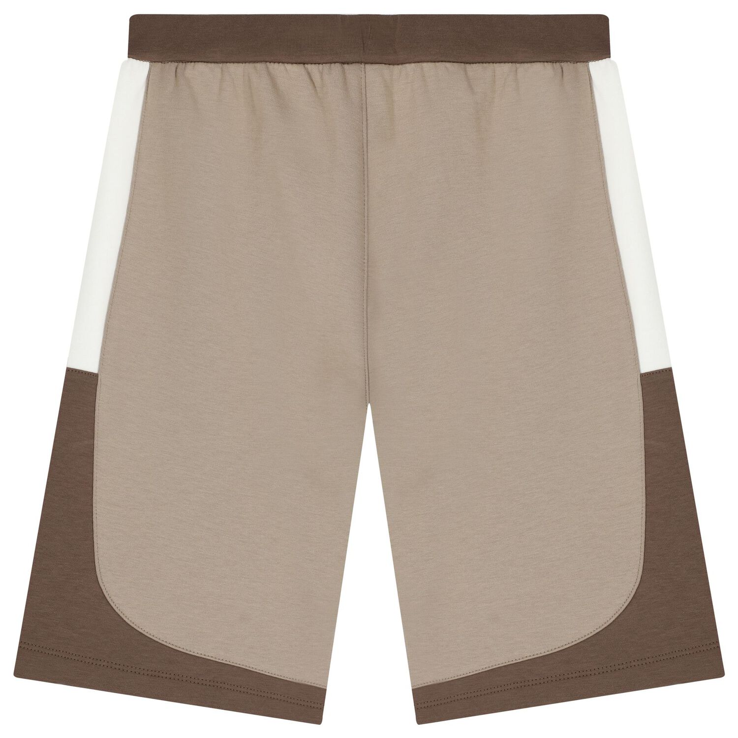Boys Beige & White Logo Shorts, 1, hi-res