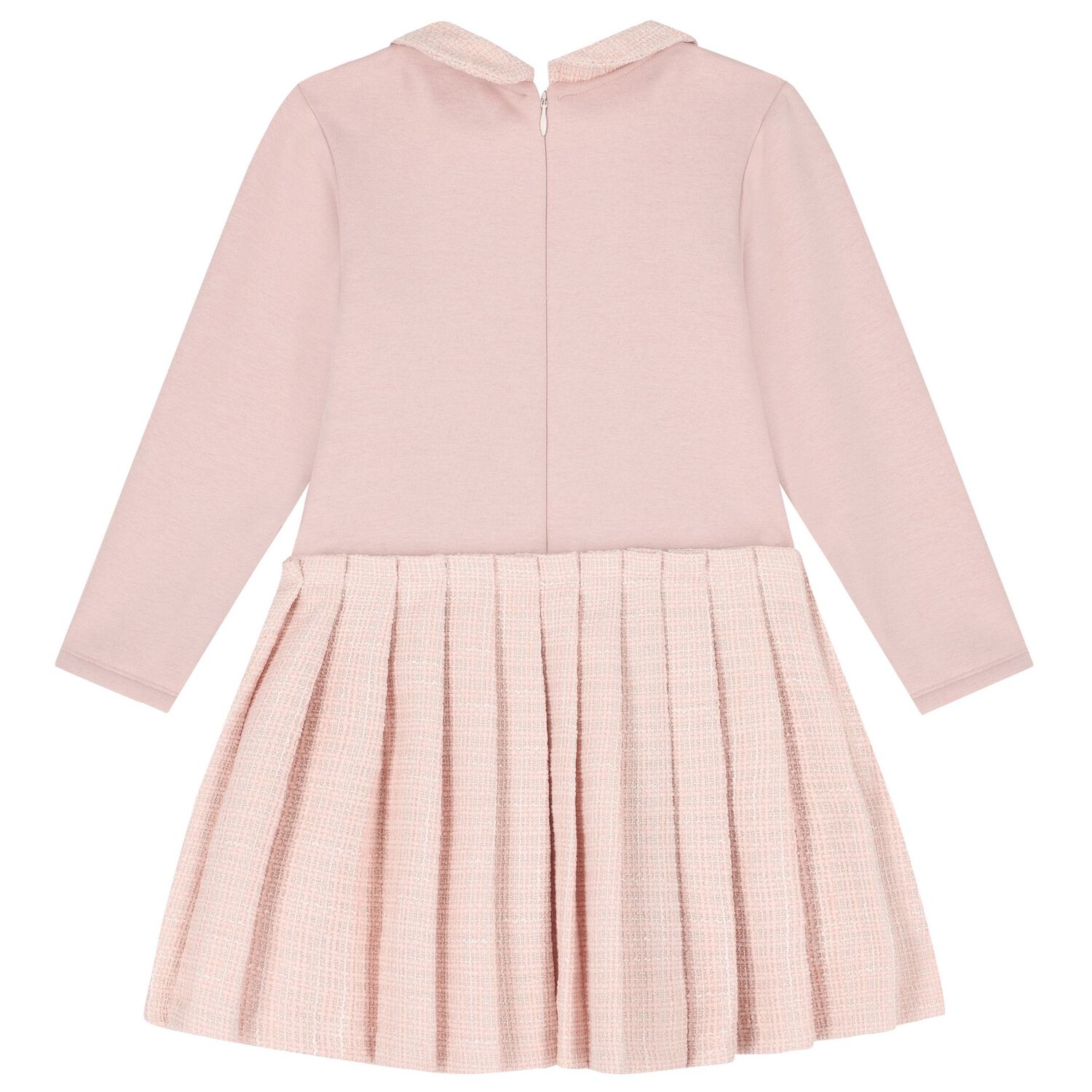 Girls Pink Jersey & Tweed Dress, 1, hi-res