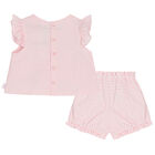 Younger Girls Pink Gingham Shorts Set, 1, hi-res