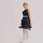Girls Black Crystal Satin Ruffle Dress, 1, hi-res