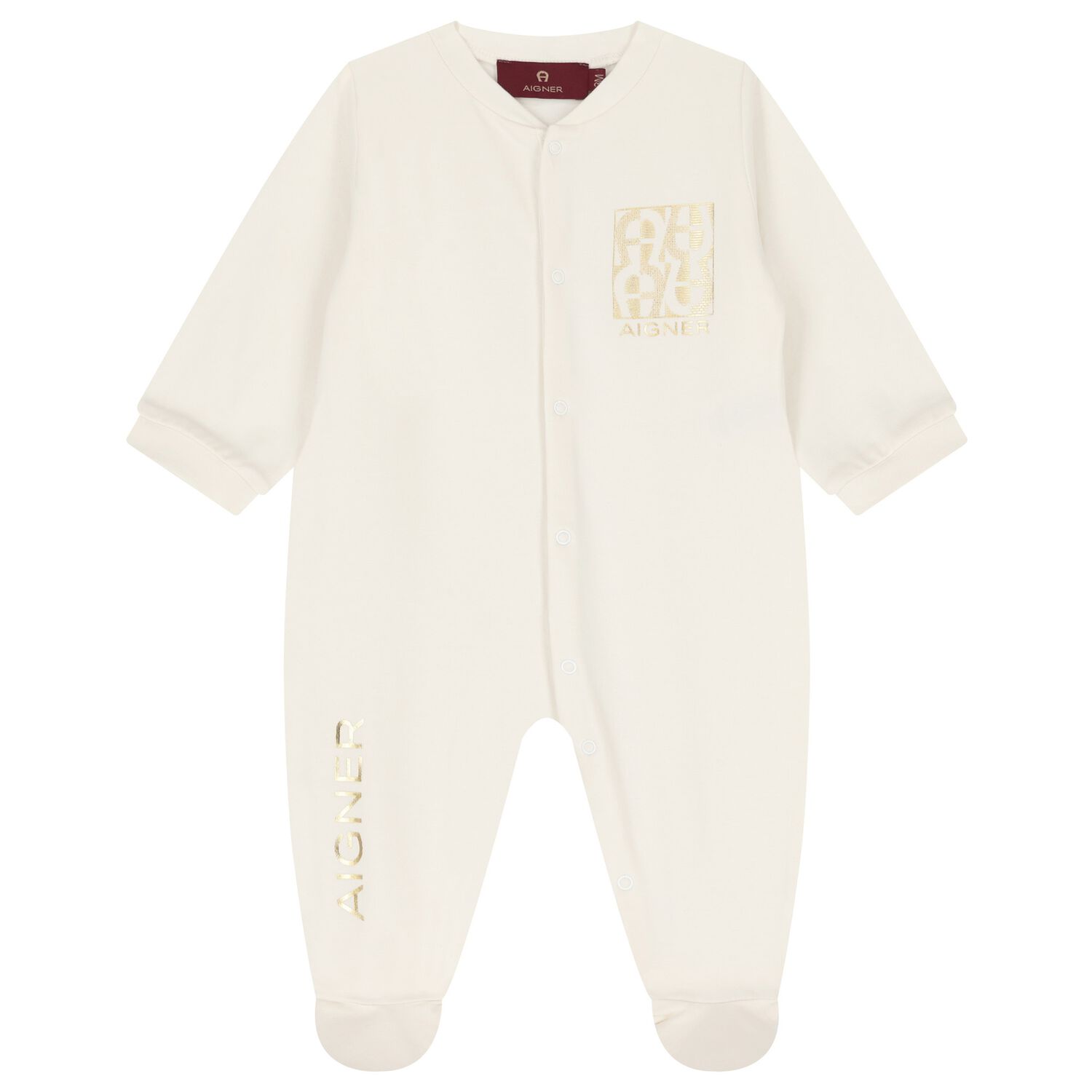 Ivory & Gold Logo Babygrow, 1, hi-res image number null
