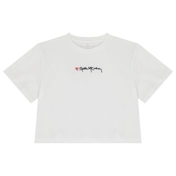 تيشيرت بنات بالشعار باللون الابيض 