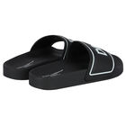 Black Leather Logo Sliders, 1, hi-res