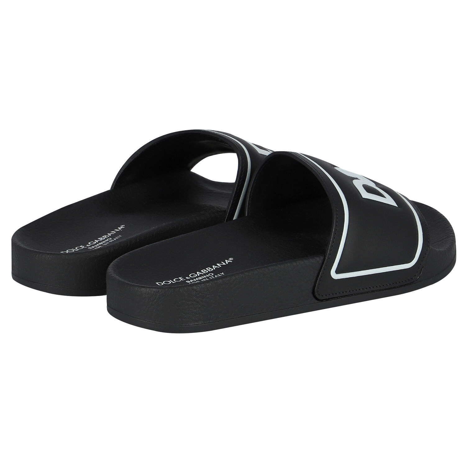 Black Leather Logo Sliders, 1, hi-res