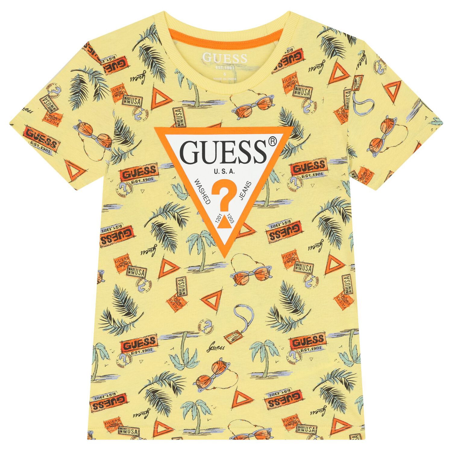 طقم شورت بشعار باللون أصفر وأزرق داكن للأولاد, 1, hi-res