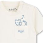 Baby Boys Ivory & Navy Blue Dungaree Set, 1, hi-res