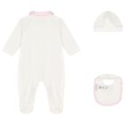Baby Girls Ivory Teddy Bear Babygrow Gift Set, 1, hi-res