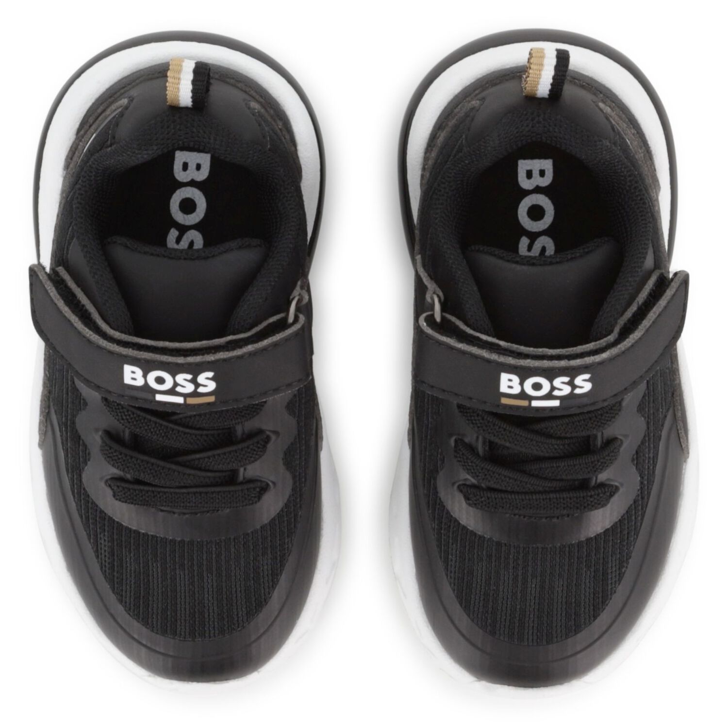 Boys Black Logo Trainers, 1, hi-res