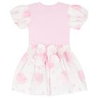 Girls Pink & White Floral Print Dress, 1, hi-res