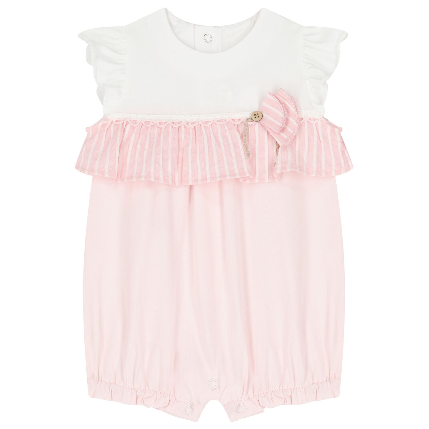 Baby Girls Pink & White Flower Romper, 2, hi-res image number null
