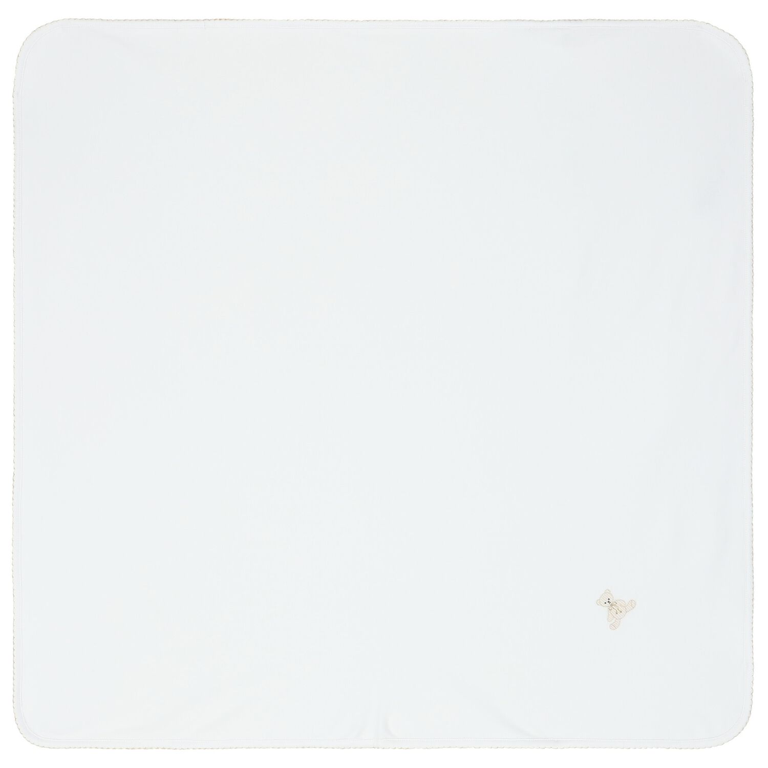 Baby White Teddy Embroidered Blanket, 1, hi-res