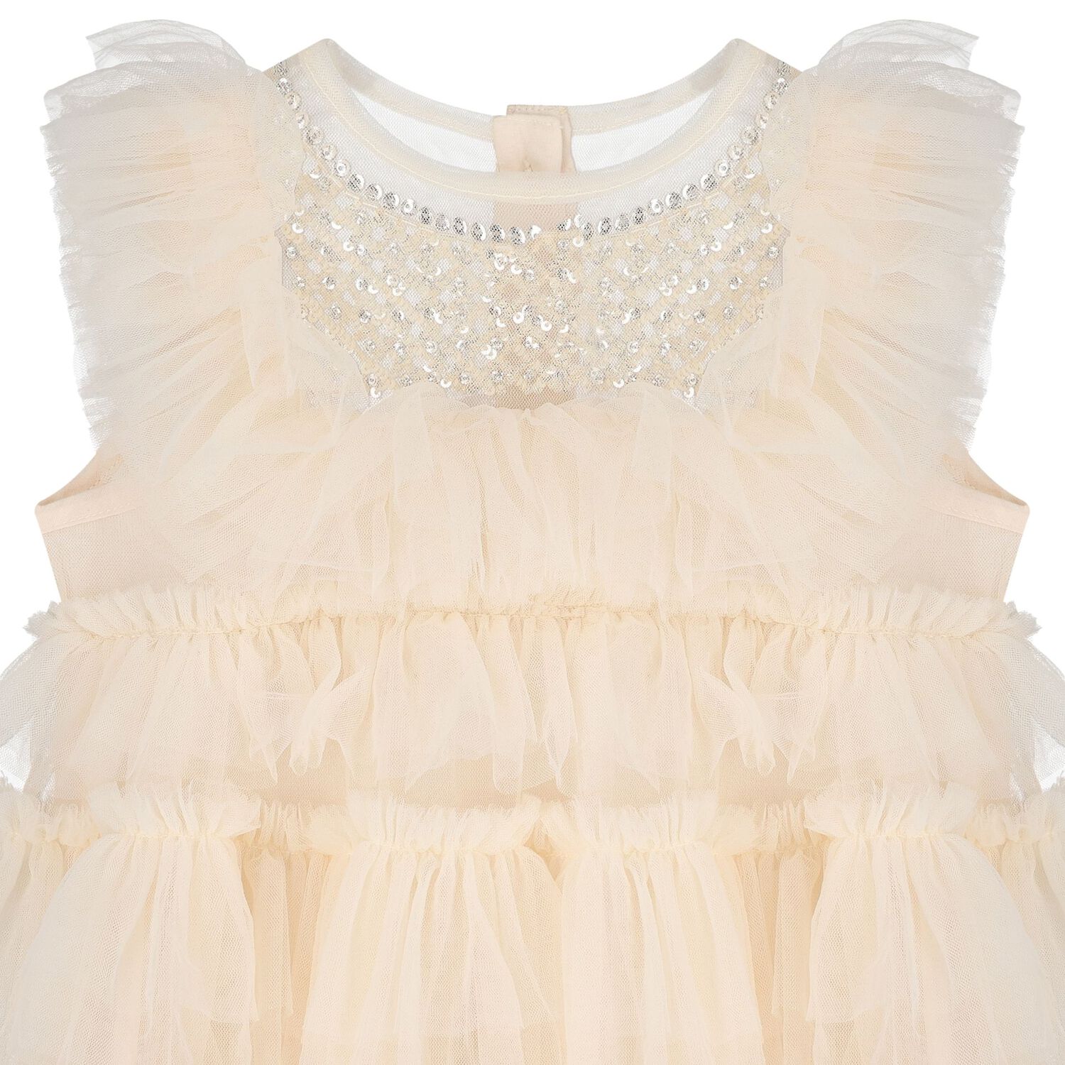 Baby Girls Ivory Tiered Tulle Dress Set, 1, hi-res