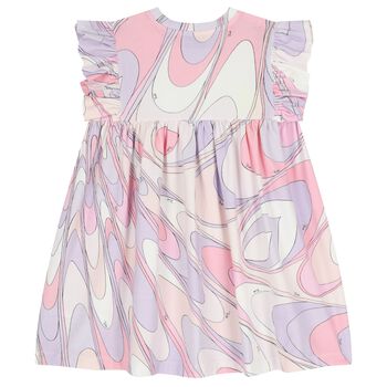 Girls Pink & White Ruffled Iride Dress
