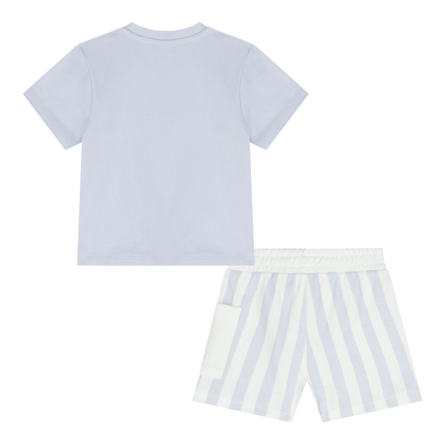 Baby Boys Blue & White Logo Shorts Set, 2, hi-res