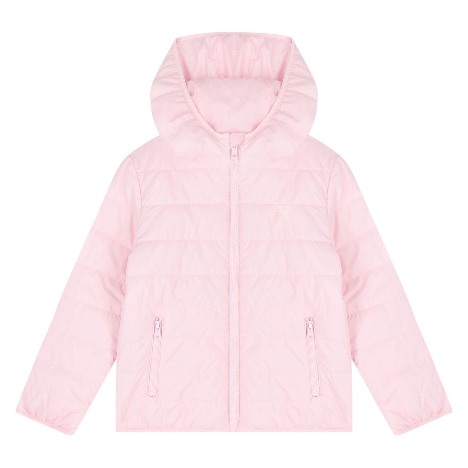 Girls Pink Logo Padded Puffer Jacket, 1, hi-res image number null