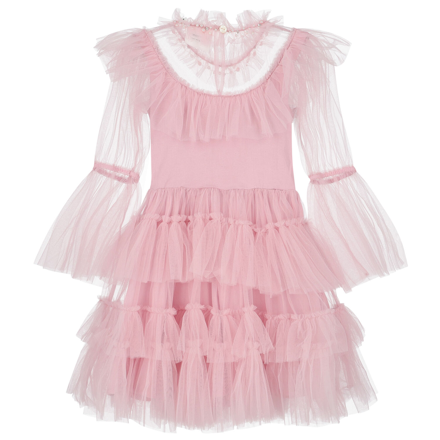 Girls Pink Ruffled Tulle Dress, 1, hi-res image number null