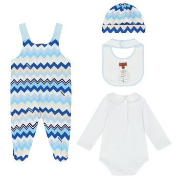 Blue & White Zigzag Bodysuit Set