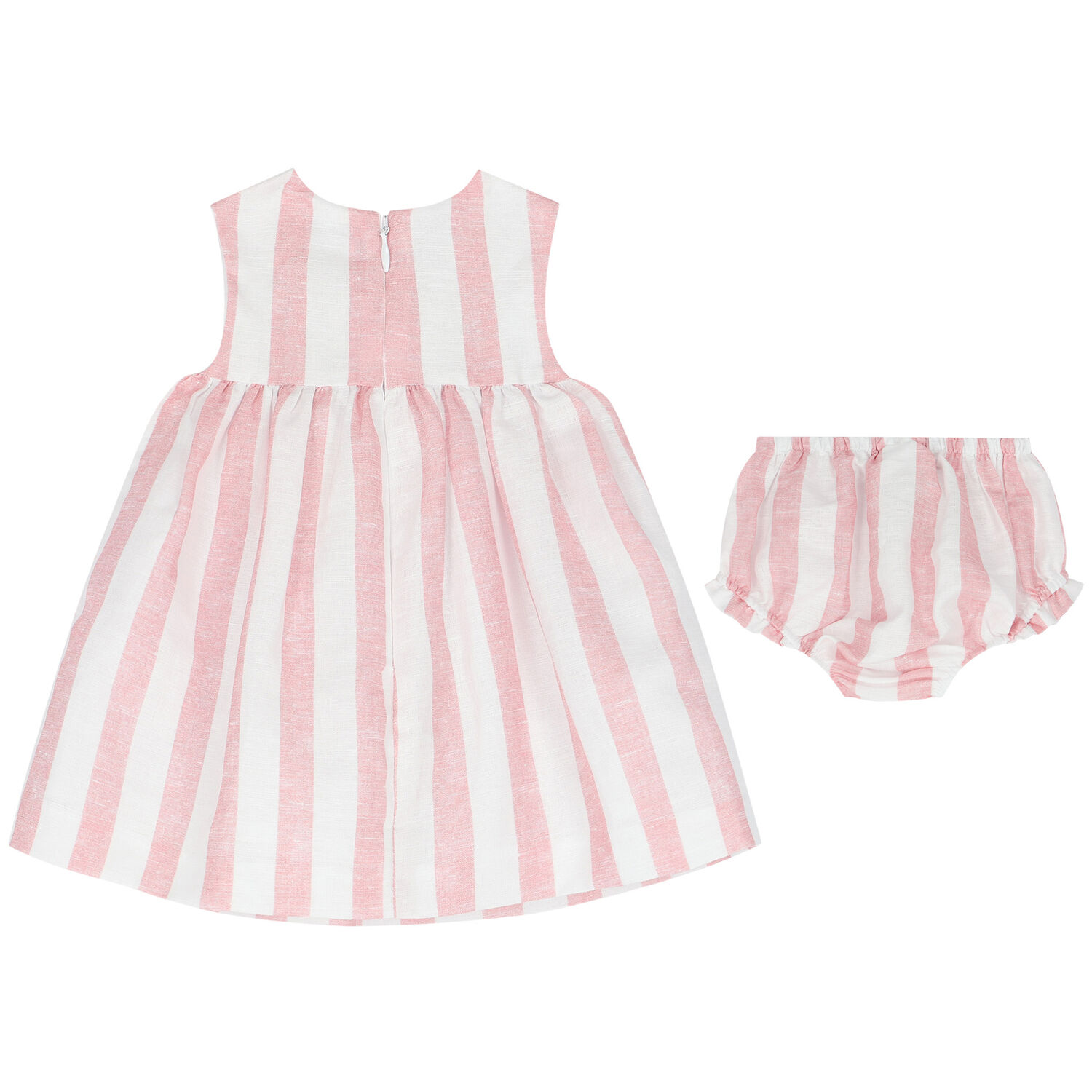 Baby Girls Pink & White Striped Dress Set, 1, hi-res