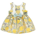 Baby Girls Gold Lemon Jacquard Dress Set, 1, hi-res