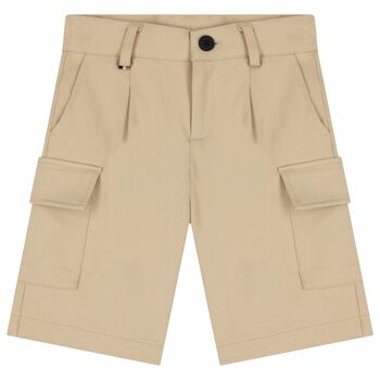 Boys Beige Logo Shorts