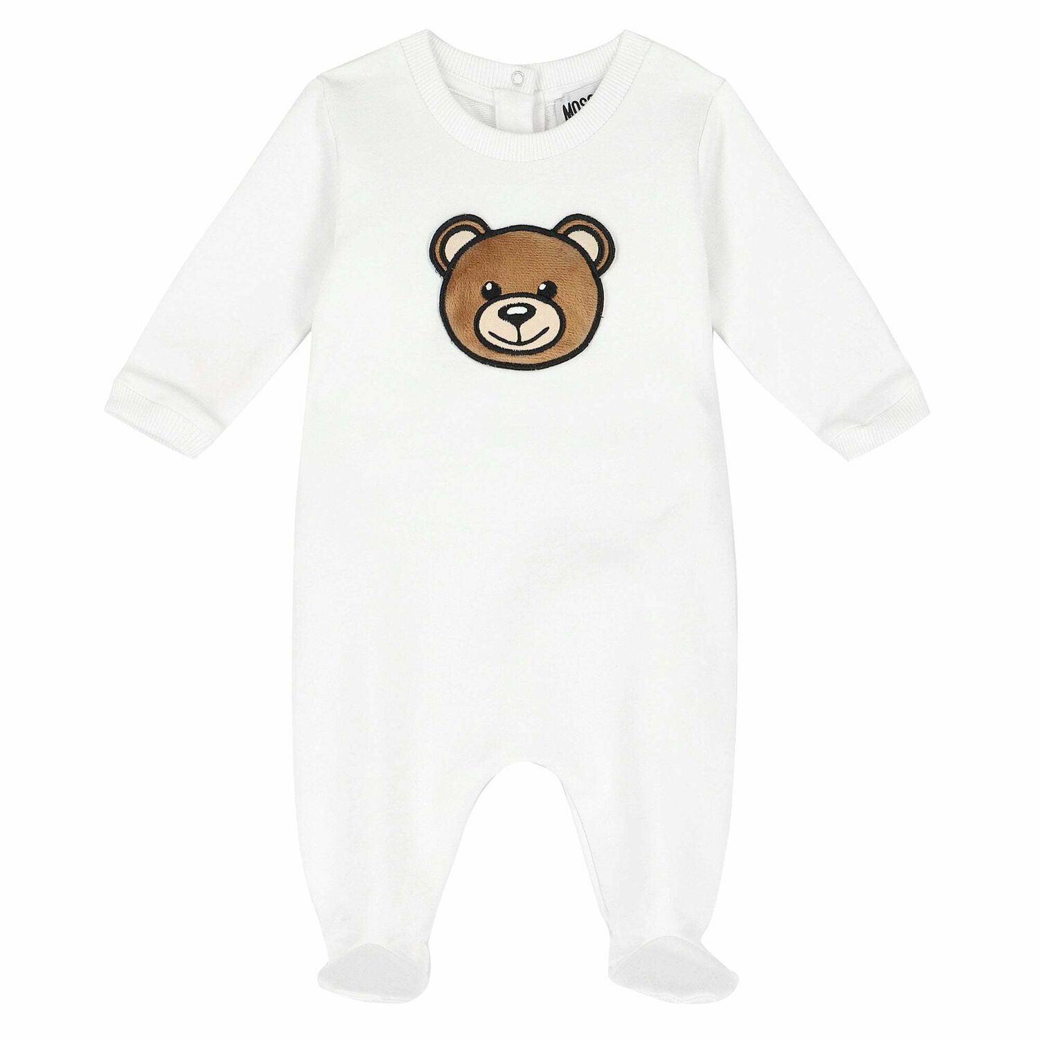 White Squeaky Teddy Logo Babygrow, 1, hi-res