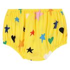 Younger Girls Yellow Cotton Star Print Dress Set, 1, hi-res