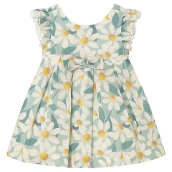 Younger Girls Green Floral Dress