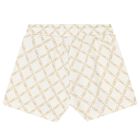 Girls Ivory & Gold Logo Shorts, 1, hi-res