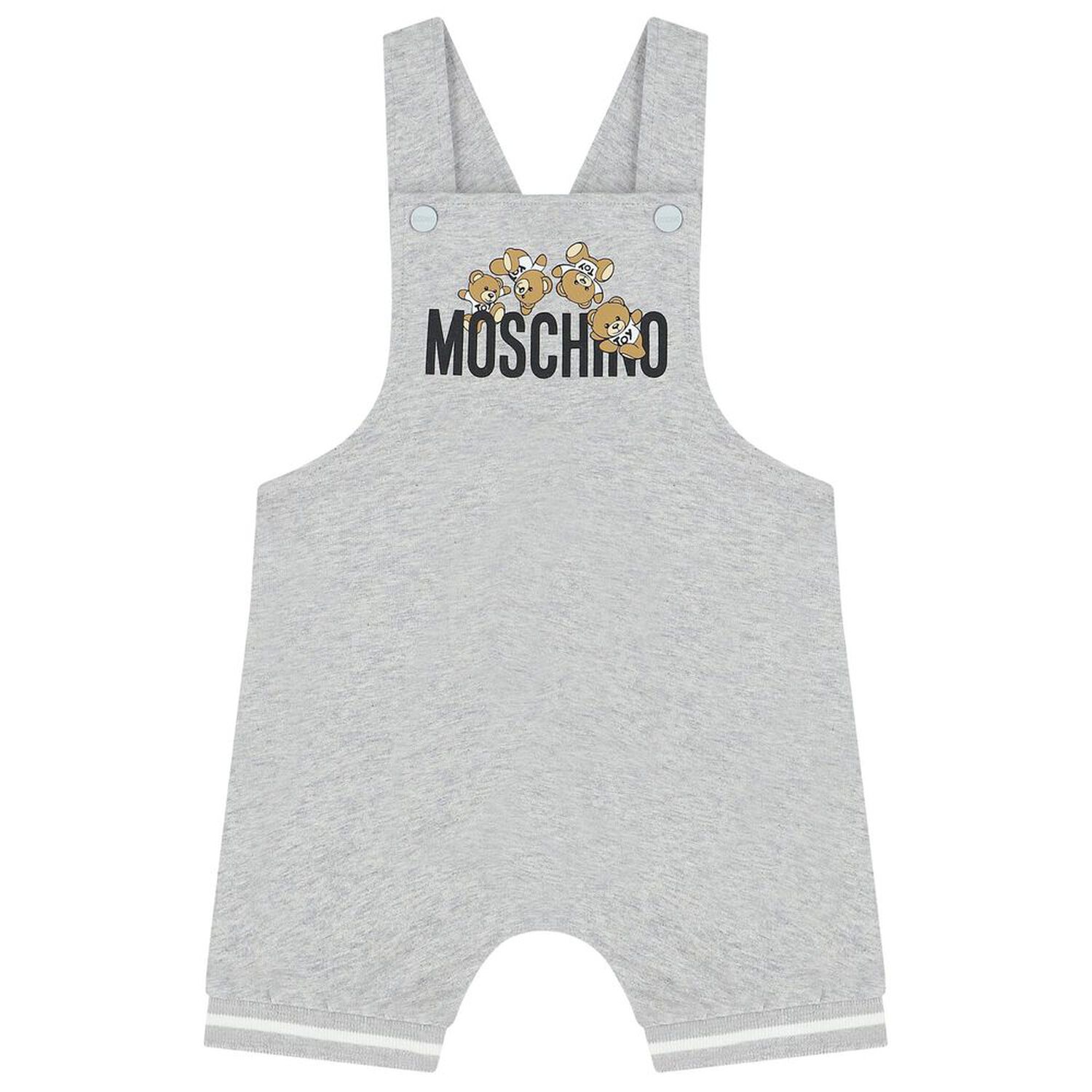 طقم دونغري بشعار تيدي باللون الأبيض والرمادي, 2, hi-res