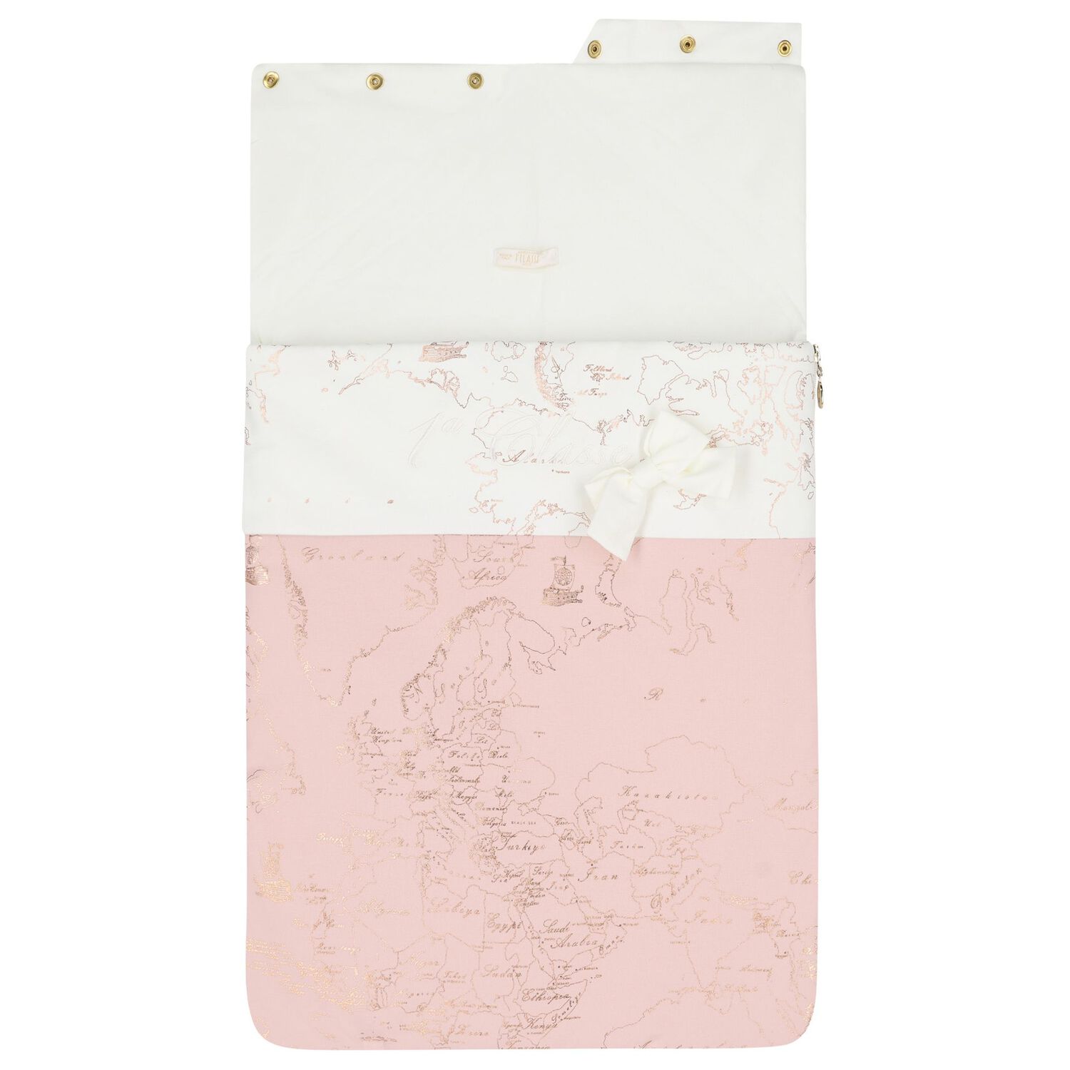 Baby Girls Ivory & Pink Geo Map Baby Nest, 1, hi-res