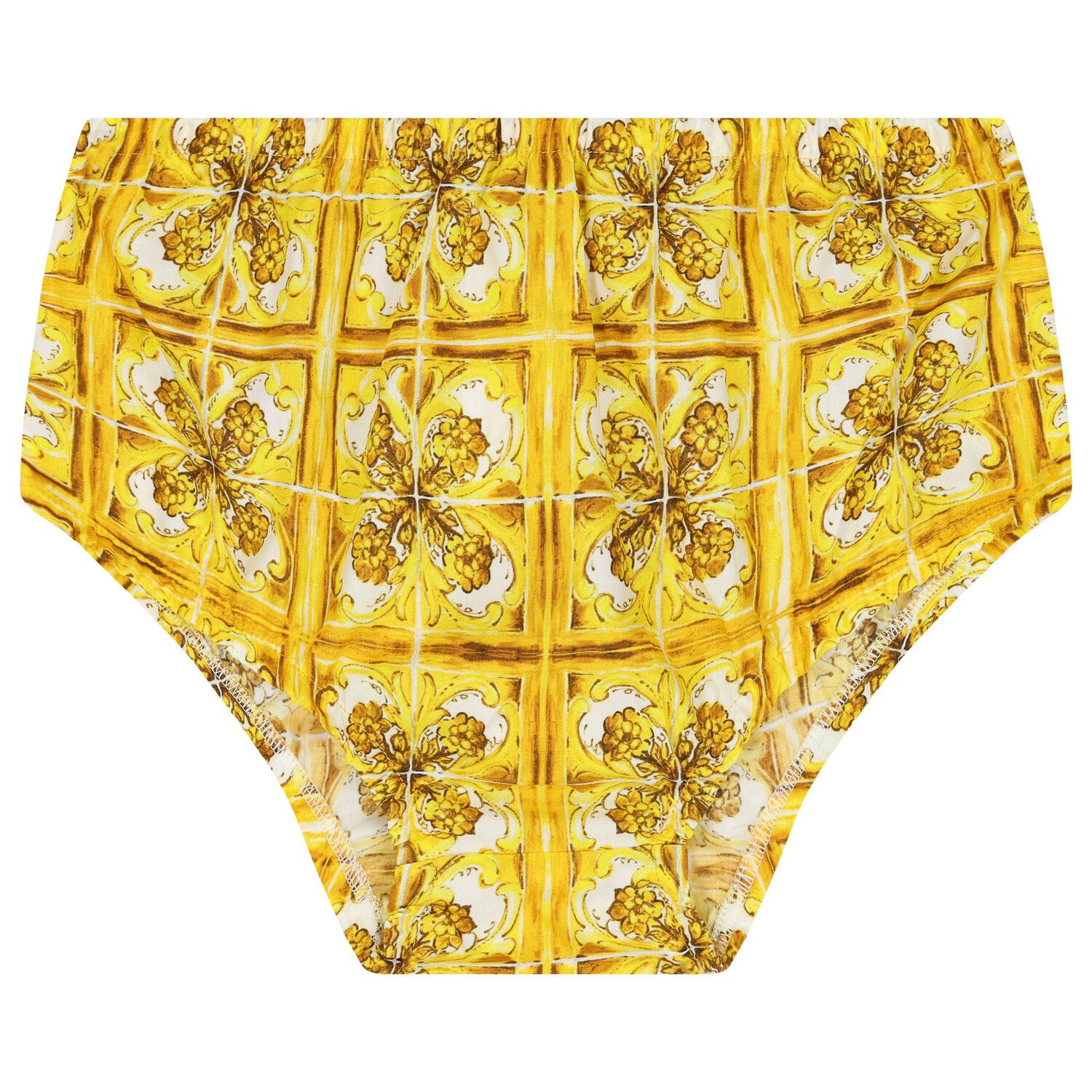 Baby Girls White & Yellow Majolica Dress Set, 1, hi-res