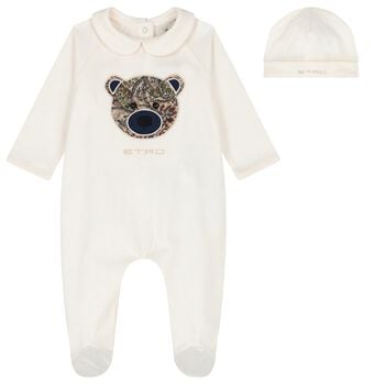 Ivory Teddy Bear Babygrow Gift Set