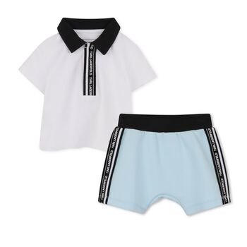 Baby Boys White & Blue Ikonik Shorts Set