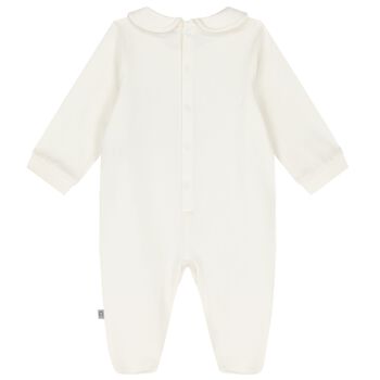 Baby Girls Ivory & Pink Logo Babygrow