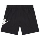 Boys Black Logo Shorts, 1, hi-res