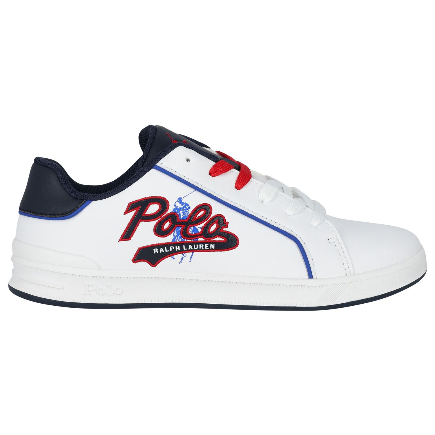 Boys White Logo Trainers, 1, hi-res