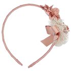 Girls Pink & Ivory Flower Headband, 2, hi-res