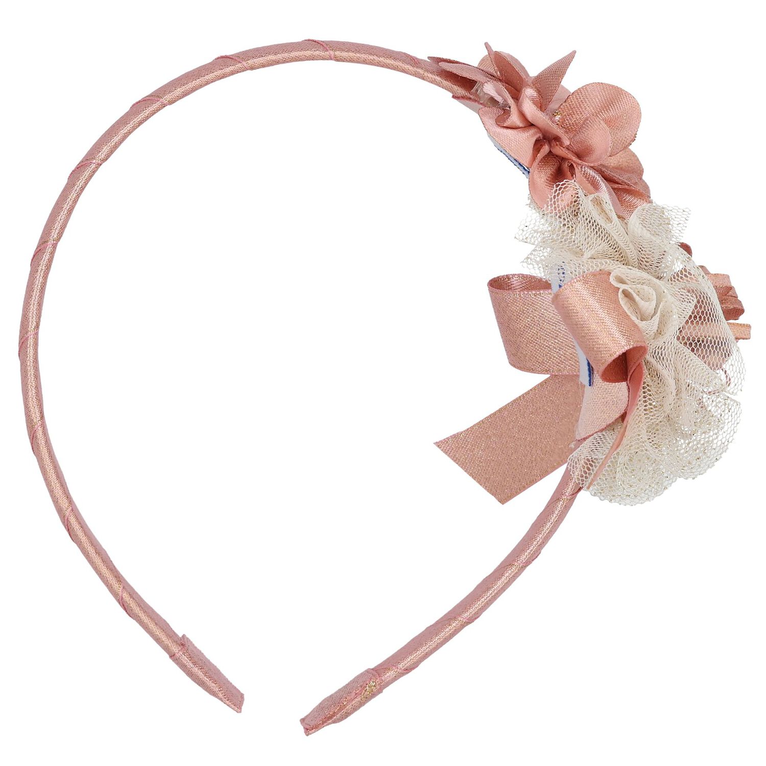Girls Pink & Ivory Flower Headband, 2, hi-res